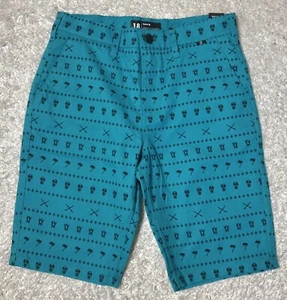 New Boys Hurley Walk Shorts Turbo Green Size 18 Blue Green Skulls Palms NWT - Picture 1 of 5