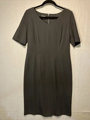 Vestido Talbots Mujer Talla 8 Negro Manga Corta Funda Carrera Secretaria Geek Foto 1 de 4