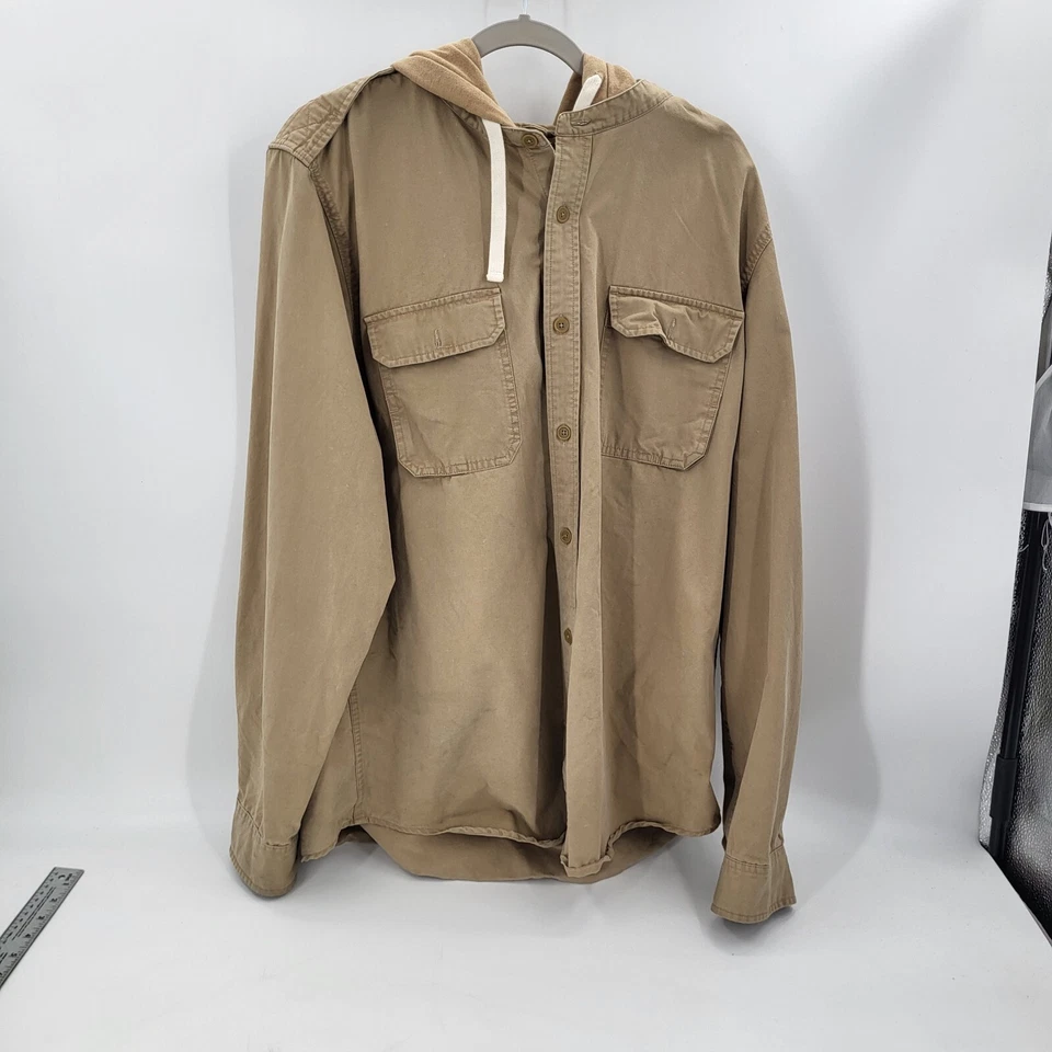 DENIM & SUPPLY RALPH LAUREN Camisa Chaqueta Para Hombre XXL Tostada Con Sudadera con Capucha Foto 1 de 4