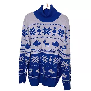 Canadian Club sweater jumper mens Large XL blue white ugly christmas whisky - Picture 1 of 6