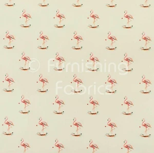 New Pink Colour Uniformed Flamingo Pattern Print Velour Velvet Upholstery Fabric - Picture 1 of 5