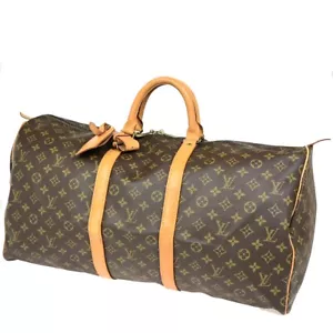LOUIS VUITTON Keepall 55 Travel Hand Bag Monogram Leather Brown M41424 73YF150 - Picture 1 of 15