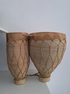 african drum vintage musical instrument Djembe in terracotta tambour, tam-tam - Picture 1 of 16