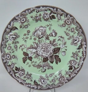 SPODE Archivo Colección FLORES BRITÁNICAS ROSA 10.5" Plato "Verde Menta" Inglaterra - Imagen 1 de 2