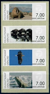 GROENLANDIA. 2011. 7 Kr. Fauna. Etiquetas Frama. MNH Autoadhesivo (GR5-GR8) - Imagen 1 de 1