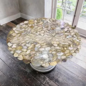 Natural Agate Stone Center Table Top Floral Stone Hallway Furniture Table Decor - Picture 1 of 4