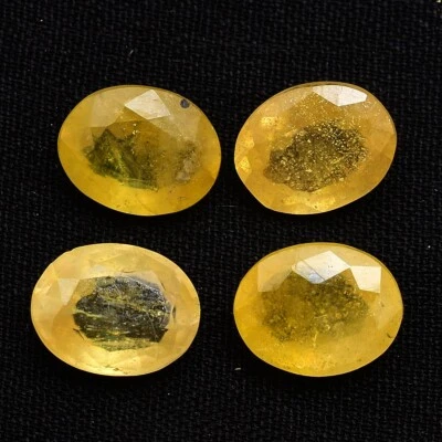 Lote de 4 piedras preciosas sueltas corte facetado ovalado 8,87 mm-9,11 mm zafiro amarillo natural Foto 1 de 4