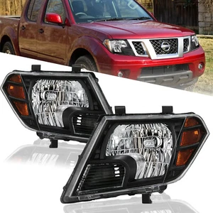 For 09-21 Frontier Extended/Crew Cab [Halogen] Headlights Lamps 2009-2021 Black - Bild 1 von 16