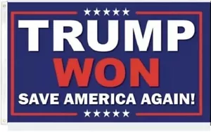 3X5 TRUMP WON SAVE AMERICA AGAIN FLAG TRUMP 2024 FLAG BANNER GROMMETS - Picture 1 of 3