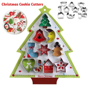 Stainless steel Christmas Cookie Cutters Set Of 10 - Picture 1 of 6