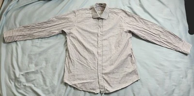 Bugatchi Men's Long Sleeve Shirt Button Up Size XL Gray and White Square Buttons - Image 1 of 4