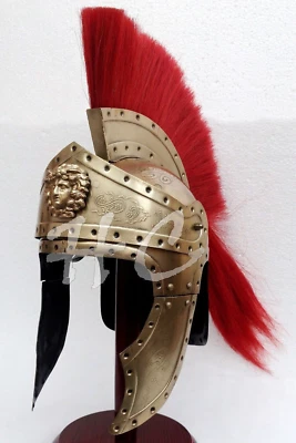 Armadura medieval de Navidad casco espartano griego romano + soporte de madera sin pluma roja Foto 1 de 4