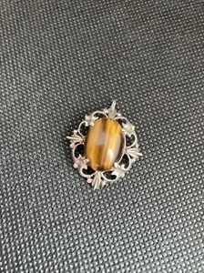 vintage sterling silver tigers eye pendant - Picture 1 of 7