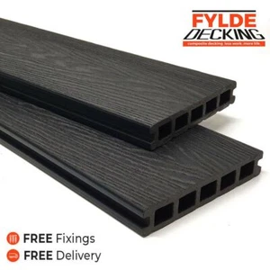 Black Granite 4.8m Composite WPC Decking Deep Woodgrain DIY Kit | FREE Delivery - Picture 1 of 4