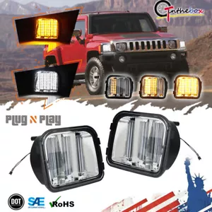 For 06-09 H3 Hummer HU2530100 HU2531100 Clear Amber&White LED DRL Signal Lights - Foto 1 di 12