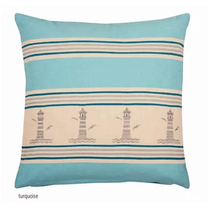 pad Kissenhülle Lighthouse 45 x 45 cm turquoise Streifen und Leuchtturm - Bild 1 von 2