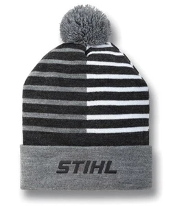 Motosierras STIHL *GORRA DE MEDIAS A RAYAS GRISES con POM* SOMBRERO CON LOGOTIPO *TOTALMENTE NUEVO* - Imagen 1 de 1