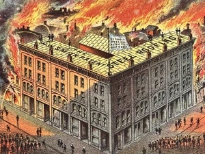 Tarjeta comercial victoriana de 1800 techo de acero en llamas cantón OH - Imagen 1 de 4