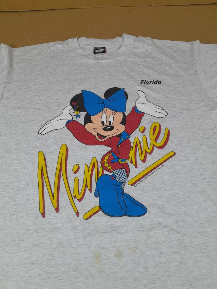 Camiseta Minnie Mouse estrela tela vintage anos 80 e 90 Disney XL ponto único feita nos EUA - Imagem 1 de 4