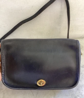 Bolso Bandolera COACH De Colección Pequeño Cuero Negro Penny Bolsillo Solapa Hombro Nueva York Foto 1 de 4