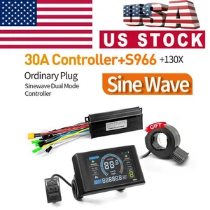 36V 48V 30A E-bike Sine Wave Controller+S966 LCD Display+Thumb Throttle Kits USA - Picture 1 of 12
