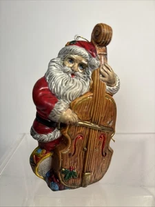 Vintage Weihnachtsmann spielt Cello Weihnachtsschmuck Gummi 4 Zoll - Bild 1 von 6
