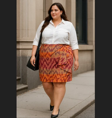 Lauren Ralph Lauren надежном юбка женщин 22W плюс Geo Ikat хлопок колена длины новый с Ярлыками - Изображение 1 из 4