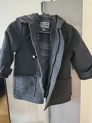 S. Rothschild Boy’s Dark Gray Wool Hooded Duffle Coat Size 4 Toggle - Image 1 of 4