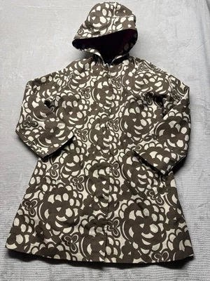 Abrigo Boden Rainy Day Mac Mujer Talla 12 Abrigo Algodón Forrado Marrón Y Blanco Floral Foto 1 de 4
