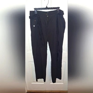 Venus Linen Cotton Blend Black Waist Tie Wide Leg Pant Size 12 Travel Beach - Picture 1 of 8