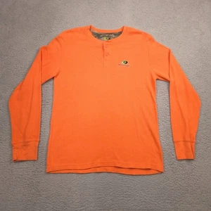 Mossy Oak Henley Thermal Shirt Mens M Orange Long Sleeve Hunting Outdoor - Picture 1 of 10