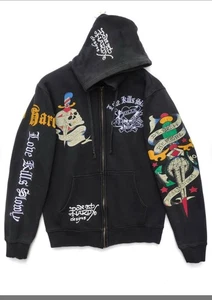 Ed Hardy Hoodie Tattoo Sweatshirt Vintage Y2K Christian Audigier Black RARE 5XL - Picture 1 of 11