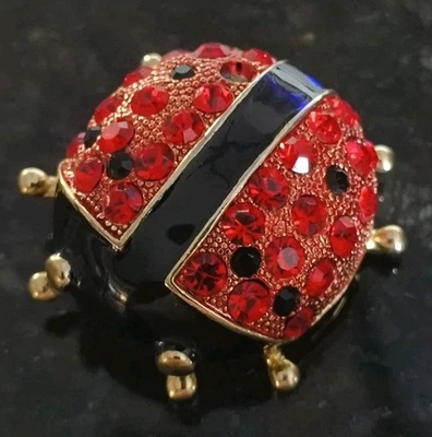 Lady Bug Brooch Pin  Red Black Enamel    Vtg. #0056 - Image 1 of 3