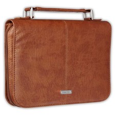 Christian Art Gifts Classic Bible Book Cover With Faith Badge Large Brown