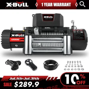 X-BULL Electric Winch 12000lbs 12V Steel Cable Truck Trailer Off-Road SUV 4WD - Picture 1 of 13