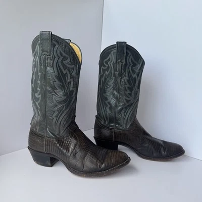 Botas de Vaquero Para Hombre 9D Justin 8327 Gris Iguana Lagarto Western Foto 1 de 4