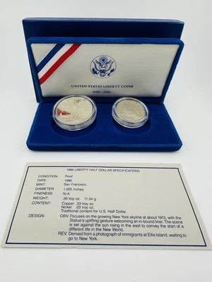 1986 2-Coin $1 Silver & 50C Clad Statue of Liberty Proof Set (w/Box & COA) - Image 1 of 4