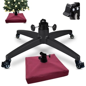 Rollender künstlicher Weihnachtsbaumständer Sockel und roter Rock Set mit Rollen Un... - Bild 1 von 7