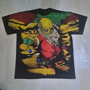 Metallica T Shirt Rock Band vintage style over print Santa Claus size XL Reprint - Picture 1 of 8