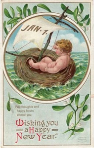 POSTAL AÑO NUEVO, ELLEN CLAPSADDLE, SERIE 3153 ARTE INTERNACIONAL - Imagen 1 de 2