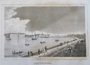 Russia St. Petersburg Neva River 1830 Kelly panoramic city view print - Picture 1 of 4