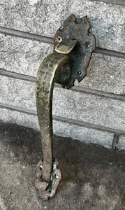 Antique 14.75” Hammered Bronze Russell Erwin Thumb Latch Commercial Store Handle - Picture 1 of 4