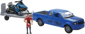 NEW-RAY - SS-37406 - REPLICA 1:18 TRK/TRAILER/SLED TRUCK BLUE/POLARIS BLUE - Picture 1 of 1