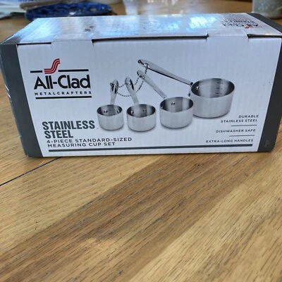 全新带盒全包不锈钢 4 件套量杯套装 — 第 1/4 张图片