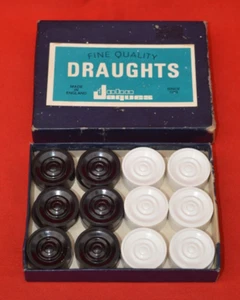 VINTAGE JAQUES: INTERLOCKING DRAUGHTS SET - SUPER, SOUND COMPLETE SET OF 24! - Picture 1 of 6