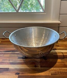 1950'S 7 Star Colander Strainer Aluminum Footed w/ Handles  10.5"  W/O HANDLES