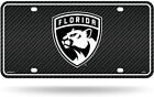 Florida Panthers Metal Auto Tag License Plate, Carbon Fiber Design, 6x12 Inch