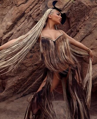 FULL LACE French Braid Floor Length Wig (blonde To Brown To Black) - Image 1 of 4