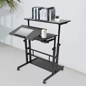 Soporte de mesa móvil rodante para computadora portátil con rueda para oficina en casa estación de trabajo - Imagen 1 de 24