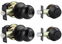 2 Pack Entry Door Knob and Single Cylinder Deadbolt Combination Set Keyed Ali...